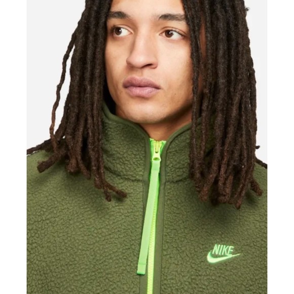 Nike Mens Size S DD5021-326  Sherpa Fleece Full Zip Jacket Green Orange NWT - Picture 4 of 12